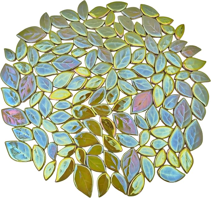 500g/1.1lb Leaf-Shaped Ceramic Mosaic Tiles, Ceramic Mosaic Pieces - Image 6