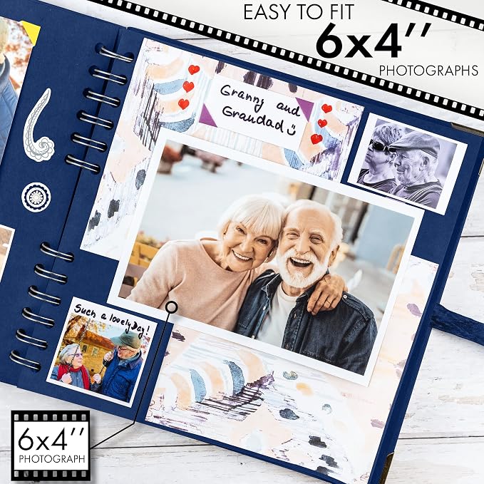 Bstorify Square Scrapbook Photo Albums 8 x 8 Inch Blue Hardcover - Image 4