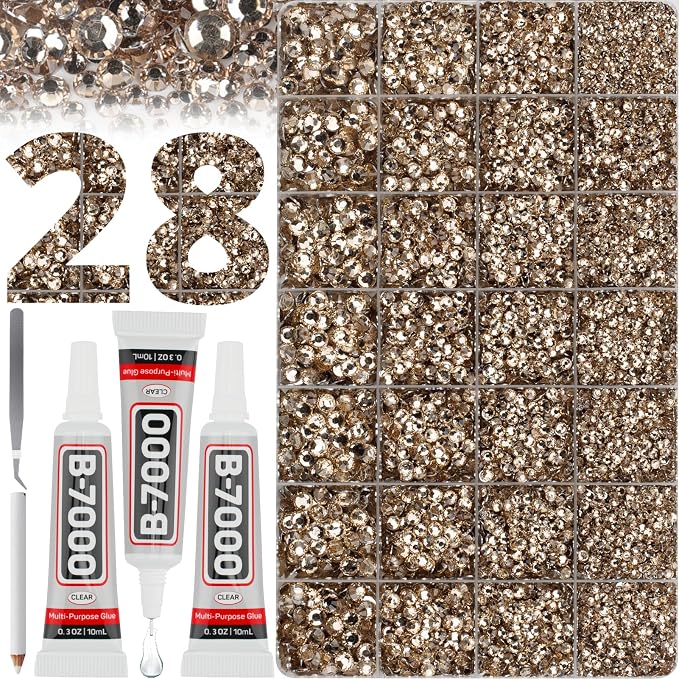 36000Pcs Tan Rhinestones Gems for Bedazzling, Flat Back Resin Diamond Crystal by Worthofbest