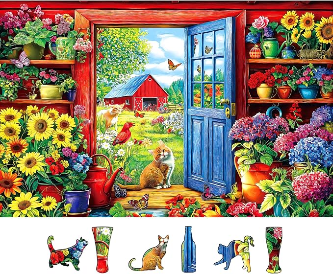 MINIWAN Garden Cats Jigsaw Puzzle by MINIWAN