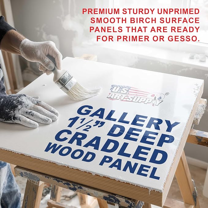 U.S. Art Supply 4" x 12" Unfinished Cradled Wood Panels - Image 3