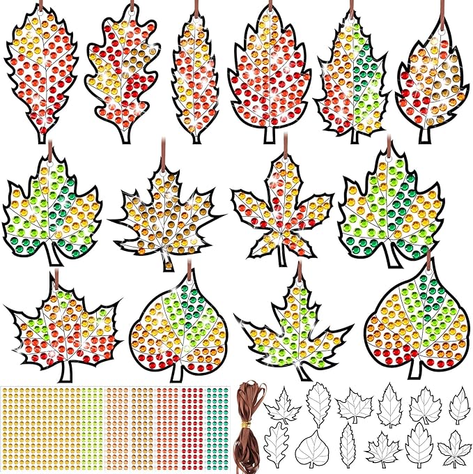 WinnerWhy 36 Sets Maple Diamond Painting Ornaments DIY Gem Window Art Sun by WinnerWhy