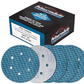 Premium 80 Grit 6" Rhombus Diamond Shape Blue Sanding Discs, 6-Hole, Box of 50 - Hook & Loop Anti-Clogging J-Cloth Dustless Sandpaper for Random Orbital Sanders, Sand Auto Paint, Wood