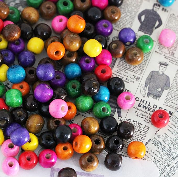 400Pcs Large Hole Wood Beads, BetterJonny Assorted Color Wooden Beads Hair - Image 5