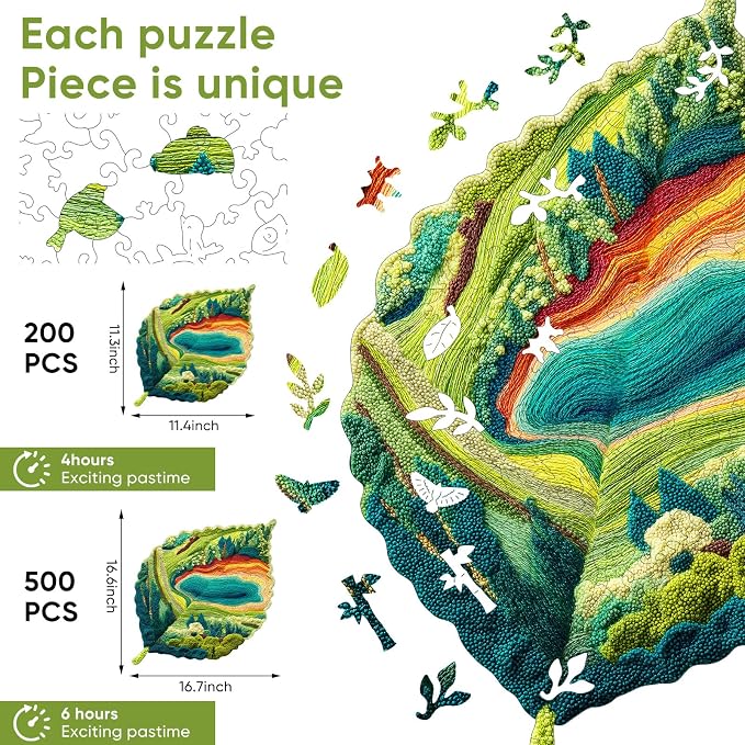 MYS A·U·R Wooden Puzzles for Adults, Serene Lake Jigsaw Puzzle 200pcs, - Image 3