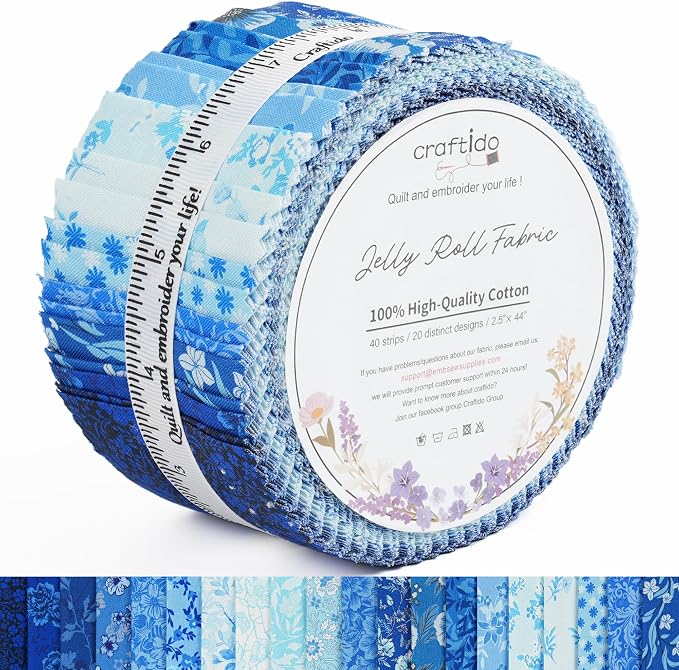 Craftido-20 Options-100% Cotton Jelly Roll Fabric Precut Strips by Craftido