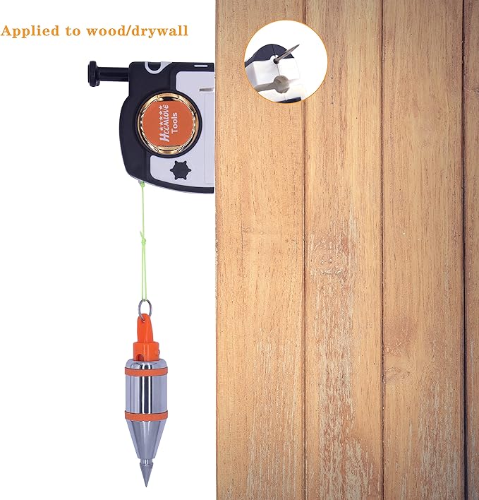 Plumb Bob Magnetic -10.7 oz(305g) Plumb Rite With 14.5 ft(4.5m) String,Sharpener,2 Pencils,Line Reel Used in Construction Can Automatically Stretch the Line and Quickly Stabilize the Plumbob