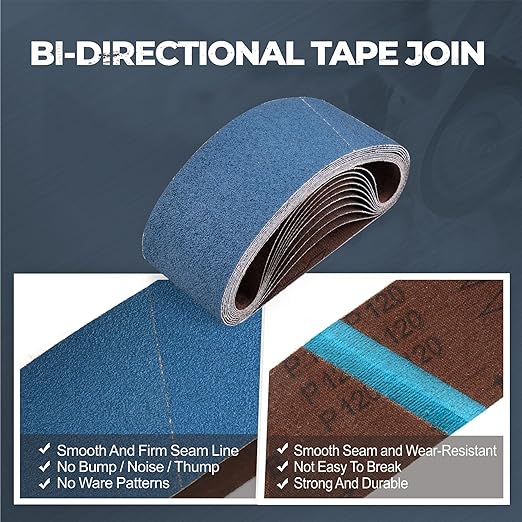 3 x 18 Inch Zirconia Sanding Belts, 20Pcs 5 Each of 40/60/80/120 Assorted Grits, Belt Sander Sanding Belt for Knife Blade Sharpening, Metal Polishing, Derusting, Woodworking