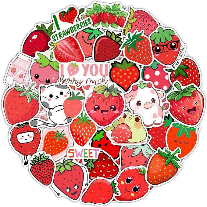 BulbaCraft 100Pcs Strawberry Stickers & Laptop Decals by BulbaCraft