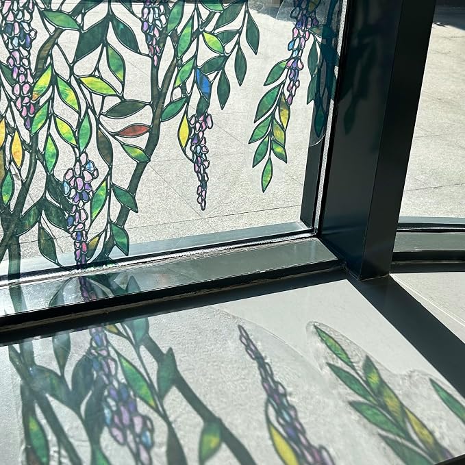 Original Hand Drawn Stained Glass Window Hanging Cling, 38.58"X39.37" - Image 2