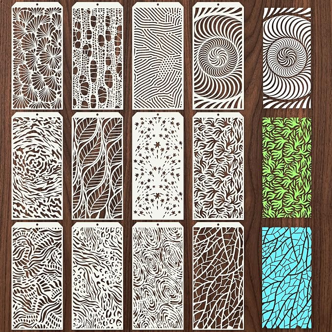 Geometric Texture Stencils for Crafts Reusable 12Pcs Stencils | DIY Art by Unknown
