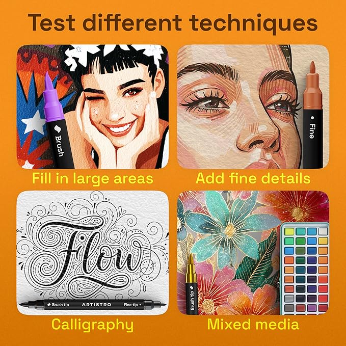 ARTISTRO Acrylic Glass Markers for Wine Glasses and Drinkware, Vibrant Dual Tip - Image 6