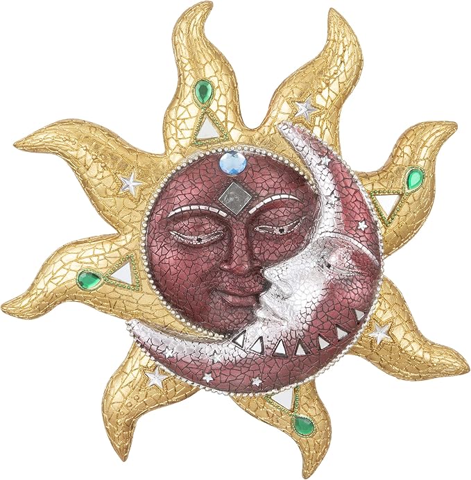George S. Chen Imports Hand Painted Polyresin Mosaic Sun and Moon Face Wall by George+S.+Chen+Imports