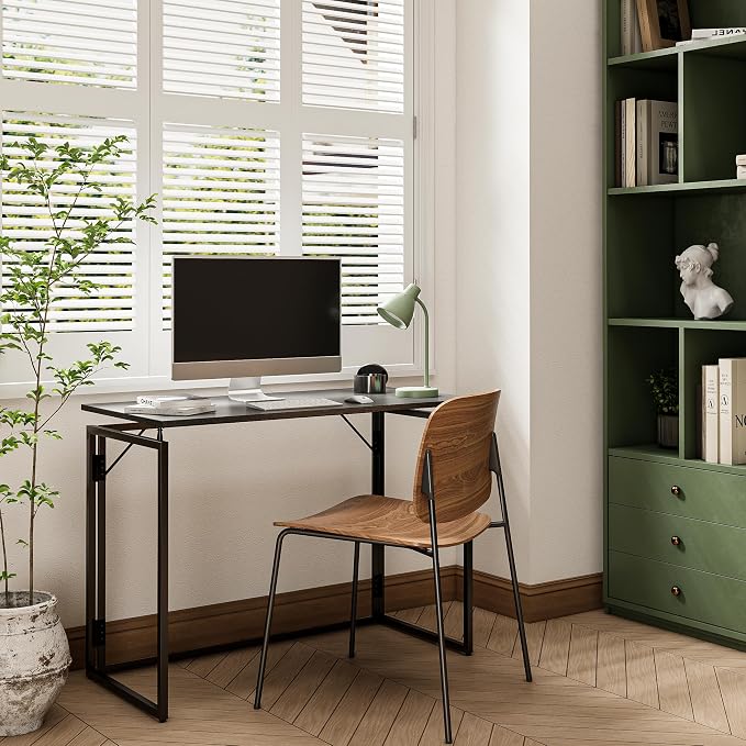 alawooder 39.4" Folding Desk: No Assembly, Wood Top - Image 5