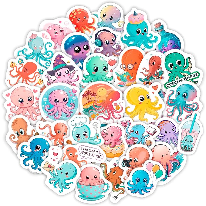 100Pcs Octopus Stickers and Decals Waterproof by BulbaCraft