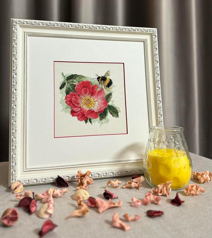 RIOLIS - Furry Bumblebee 2210, Animals Cross Stitch Kits 6"x6", Flowers Cross - Image 8