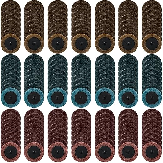 Macarrie 150 Pcs 2 Inch Surface Conditioning Discs Medium Sanding Grit Quick Change Sanding Discs Die Grinder Accessories for Surface Strip Grind Polish Burr Finish