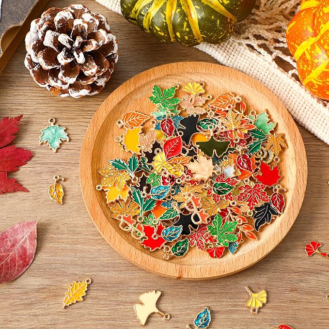 MARFOREVER 120 Pcs Maple Leaf Charm Fall Charms - Image 3