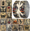 Hosuly 40 Pcs Vintage Halloween Fabric Gothic Fabric Skeleton Crow Butterfly by Hosuly