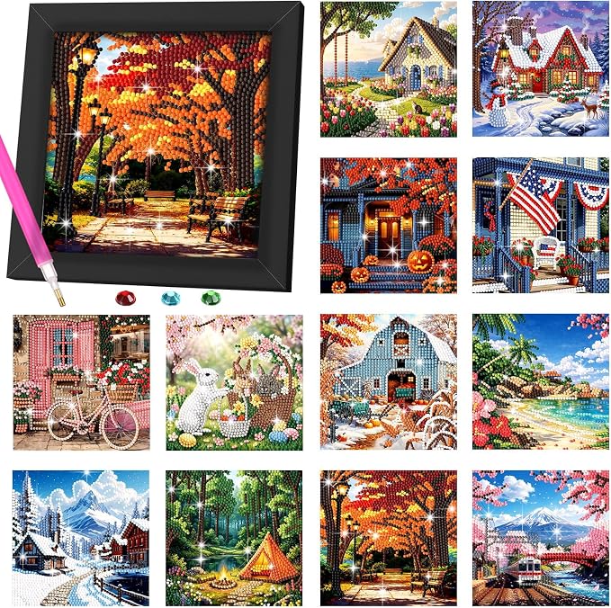 Trandraft 13 Pcs Seasonal Scenery Small Diamond Art Kits by Trandraft