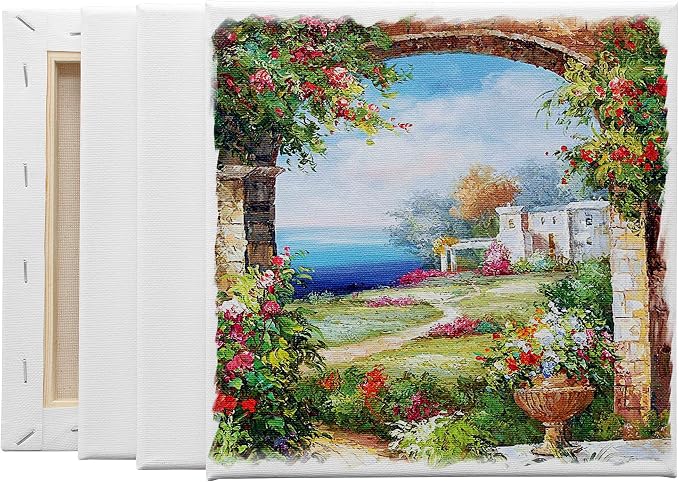 FIXSMITH Stretched White Blank Canvas- 8x8 Inch, 8 Pack, 100% Cotton, 5/8 Inch - Image 5