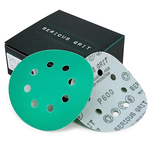 Sanding Discs 5 Inch 8 Hole 600 Grit - Heavy-Duty Hook & Loop Wet Dry Film Sandpaper Discs - Very Fine Sand Paper for Random Orbital Sanders - Wood, Automotive, Epoxy, etc - 50 Pack Box