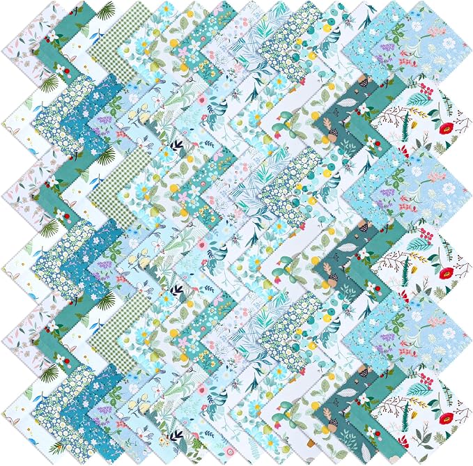 84 Pcs Green Charm Packs for Quiltings, Cotton Quilting Fabric Bundles by Unknown