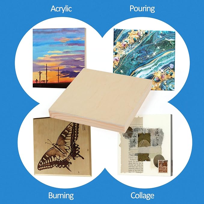 Falling in Art 4 Pack 6x6’’ Unfinished Birch Wood Panels Kit - Image 2