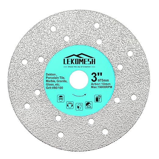 Rock Slab Grinding Disc - 3 inch Glass Cutter Disc, Granite Cutting Blade, Diamond Grinder Wheel for Rock Slab, Stone, Tile, Marble, Granite, Glass Diamond Saw Blades