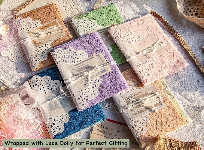 96 Sheets Textured Scrapbook Paper and Mesh Fabric Assorted Set - Image 5