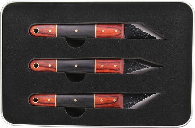 3pc Marking Knife within Tin Box, Marking Gauge Woodworking, Premium Woodworking Tool with High Speed Steel Sharp Blade, Beautiful Wood Handle