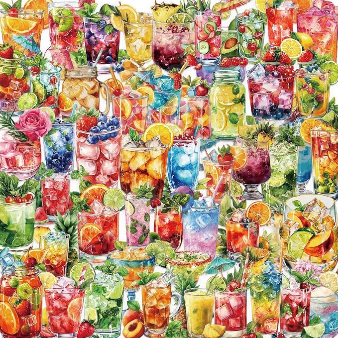 50Pcs Transparent Summer Drinks Aesthetic Stickers - Image 8