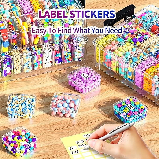 3-Tier Large Capacity Stackable Bead Organizer Box 90 Pcs, Portable Plastic - Image 4