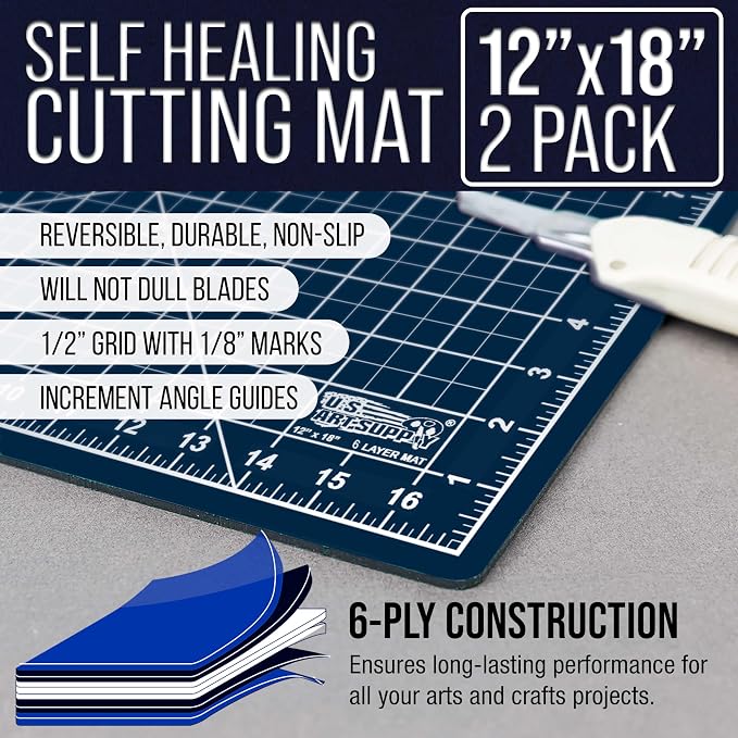 U.S. Art Supply 12" x 18" Self-Healing Cutting Mat 5-Ply - Image 2