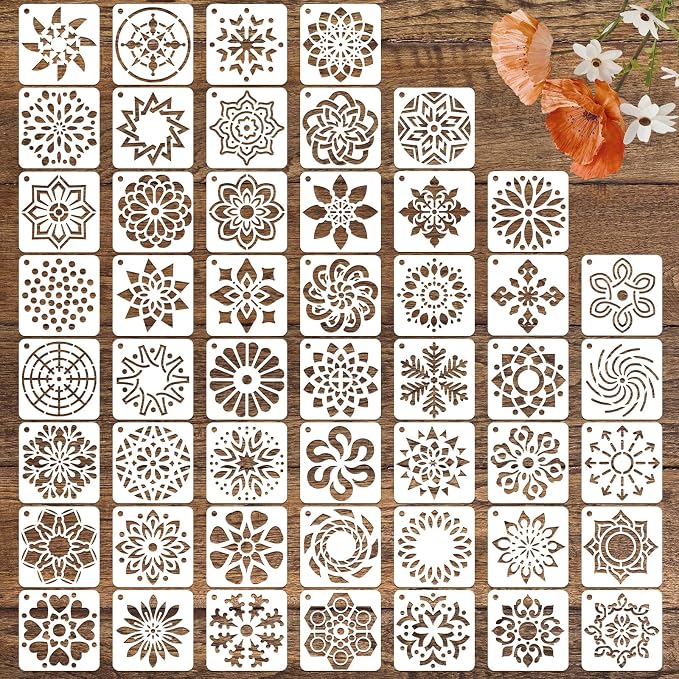 50 PCS Mandala Painting Stencils Reusable Mandala Stencils by CHHAICHENG