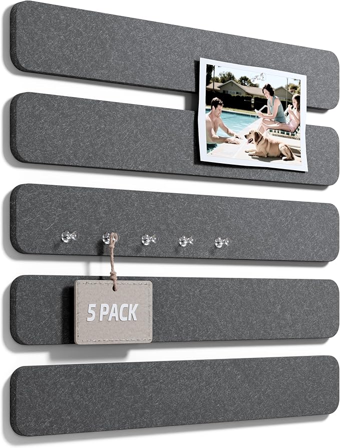 Fluxynara Cork Board Alternative Felt Strip Board 5-Pack 13"x2", Office Pin by FLUXYNARA