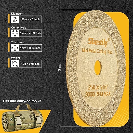 2 Inch Diamond Cut Off Wheel - 10Pack - W1/4" Arbor Hole Diamond Cutting Wheel for for Metal & Stainless Steel, Nuts, Bolts, Screws, Ceramic, Glass, PVC Cutter
