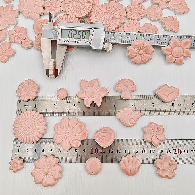 500g/1.1lb Ceramic Mosaic Tiles Mixed Shapes of Flowers, Mushrooms - Image 4