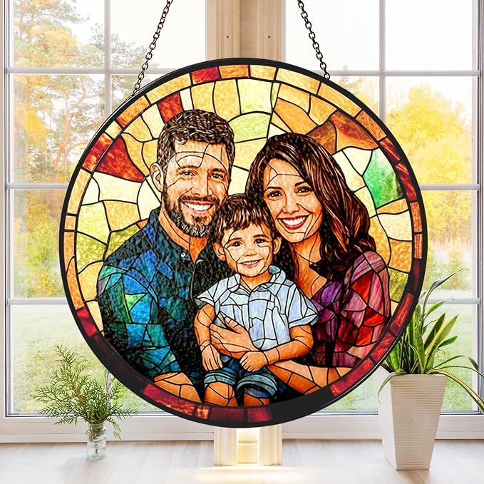 Personalized Family Stained Glass Sun Catcher, Custom Photo Family Portrait - Image 3