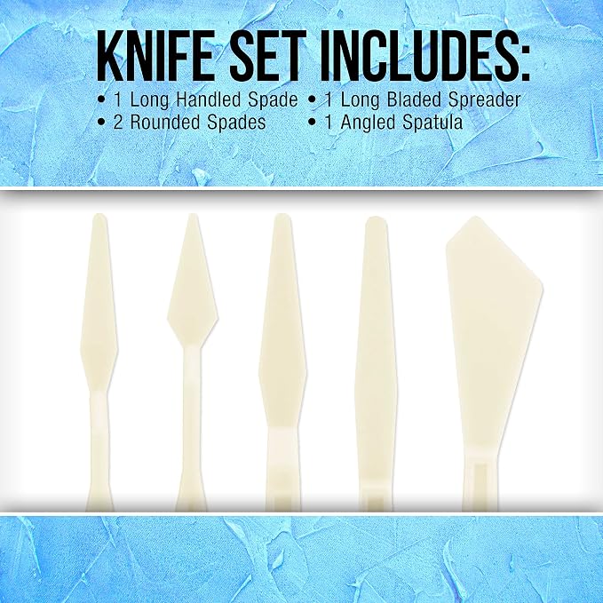 U.S. Art Supply 5-Piece Plastic Palette Knife Set - Image 3