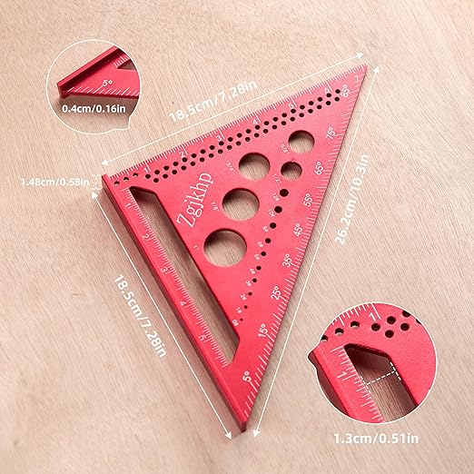 Metal Square 7 Inch Carpenter Square Tool-Versatile Aluminum Rafte Square for Accurate Measuring and Marking,Includes Carpentry Pencil+Leads
