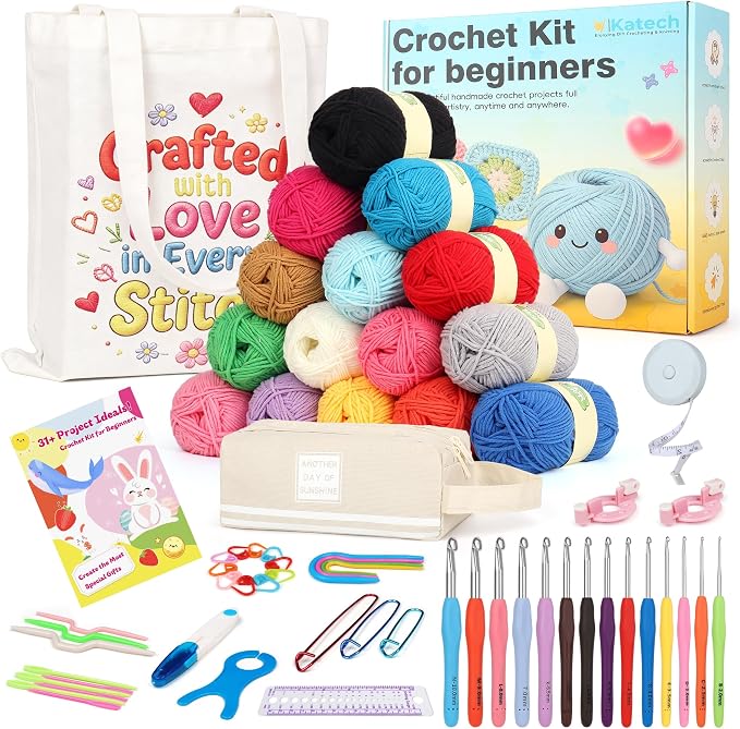 Katech Crochet Kit for Beginners Adults Kids-Crochet Starter Kits-Includes Soft by Katech