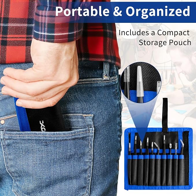 XOOL 10 PCS ESD Precision Tweezers Set, Anti-Static Stainless Steel Tweezers Kit - Image 6