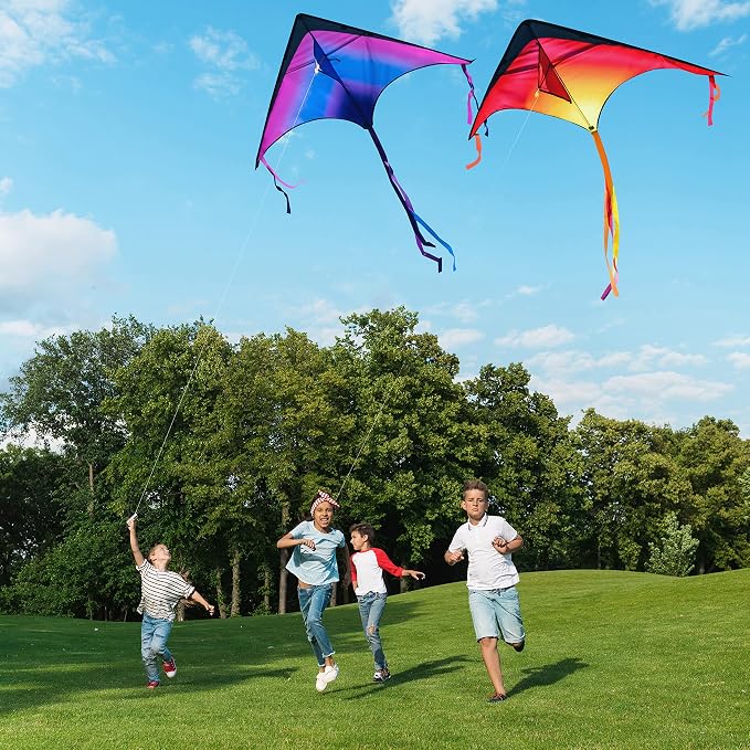 JOYIN 3 Packs Large Delta Kite Gradient Rainbow, Large Delta Beach Kite - Image 4