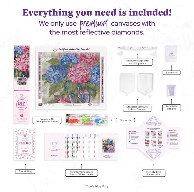 DIAMOND ART CLUB Hydrangeas Diamond Painting Kit, Fun DIY Crafts - Image 3
