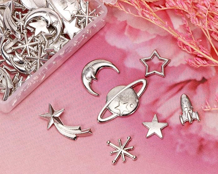 PENTA ANGEL Cosmos Themed Resin Fillers Charms Beads 42Pcs Gold Alloy Star Moon - Image 2