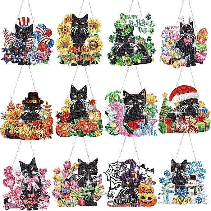 Cinnvoice 12 Pcs Summer Seasonal Diamond Art Hanging Ornament Kit by Cinnvoice