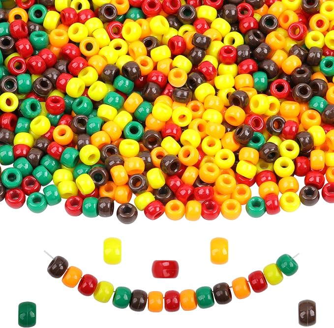 Fall Pony Beads for Friendship Bracelets 1000 Pcs 6x9mm Autumn Thanksgiving by KAKW