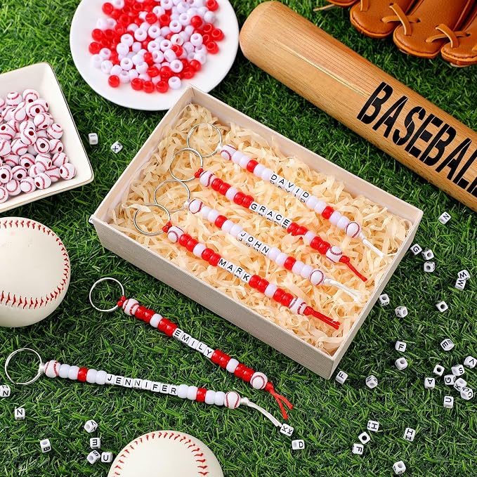 Landical 564 Pcs Baseball Keychain Making Kit DIY Baseball Bead Key Chain Craft - Image 6