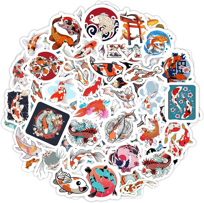 BulbaCraft Koi Fish Stickers for Water Bottle and Laptop by BulbaCraft